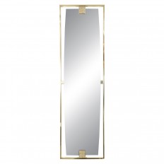 Rectangular slender floating brass surround mirror